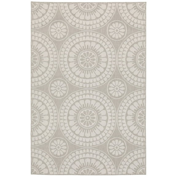 Oriental Weavers Portofino Area Rug 1832H Outdoor Gray Rings Loops 6' 7" x 9' 2" Rectangle