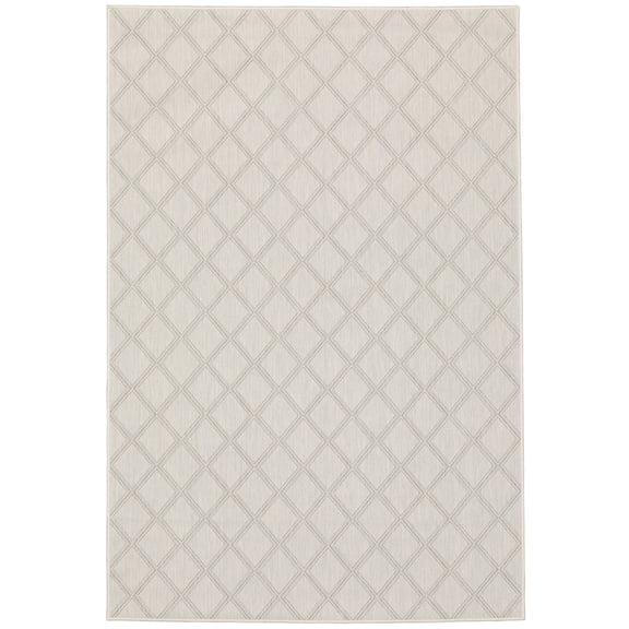 Oriental Weavers Portofino Area Rug 5098W Outdoor Ivory Diagonals Angled 1' 10" x 7' 3" Rectangle