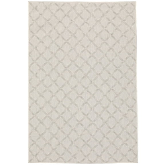 Oriental Weavers Portofino Area Rug 5098W Outdoor Ivory Diagonals Angled 3' 3" x 5' Rectangle