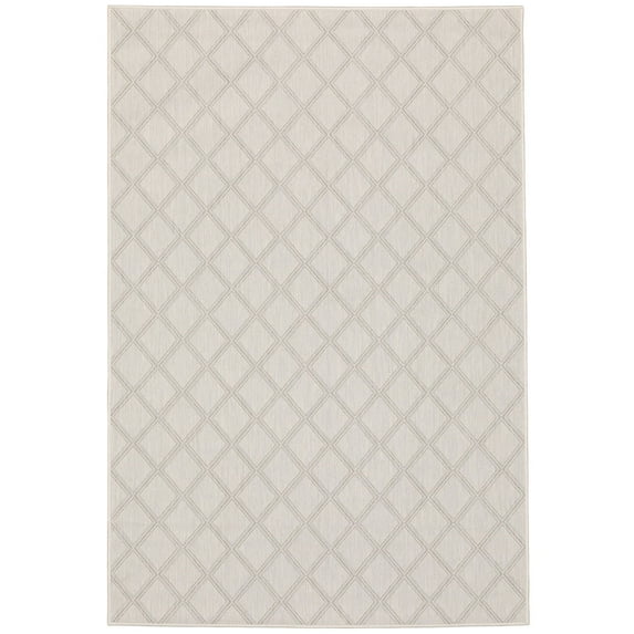 Oriental Weavers Portofino Area Rug 5098W Outdoor Ivory Diagonals Angled 3' 3" x 5' Rectangle