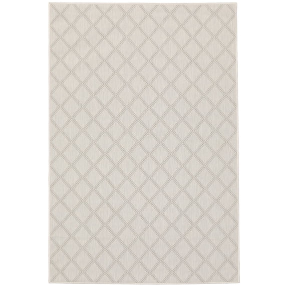 Oriental Weavers Portofino Area Rug 5098W Outdoor Ivory Diagonals Angled 6' 7" x 9' 2" Rectangle