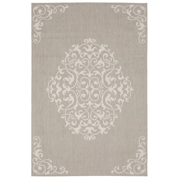 Oriental Weavers Portofino Area Rug 6649W Outdoor Gray Medallions Flat 1' 10" x 7' 3" Rectangle