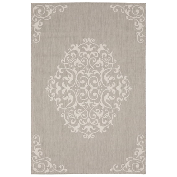 Oriental Weavers Portofino Area Rug 6649W Outdoor Gray Medallions Flat 3' 3" x 5' Rectangle