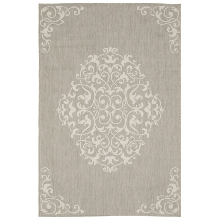 Sphinx Portofino Area Rug 6649W Outdoor Grey Medallions Flat 3' 3