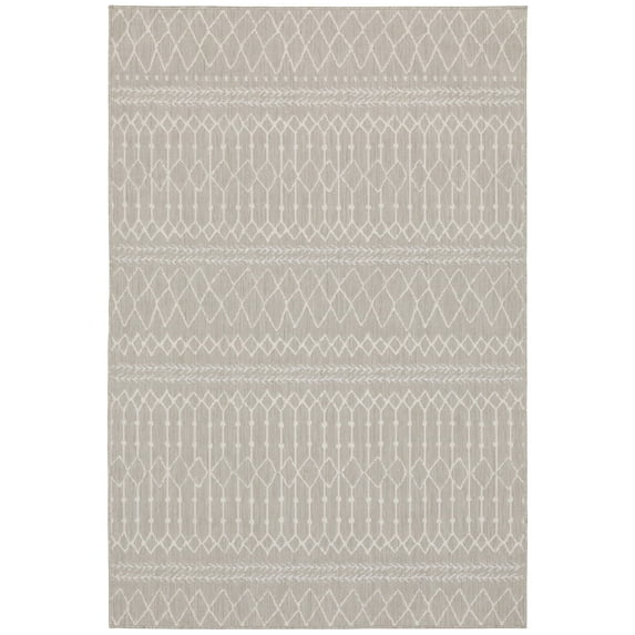 Oriental Weavers Portofino Area Rug 670H4 Outdoor Grey Rows Banded 1' 10" x 7' 3" Rectangle