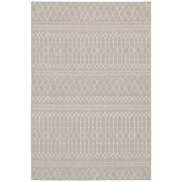 Oriental Weavers Portofino Area Rug 670H4 Outdoor Grey Rows Banded 3' 3" x 5' Rectangle