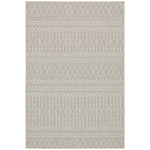Oriental Weavers Portofino Area Rug 670H4 Outdoor Grey Rows Banded 3' 3" x 5' Rectangle