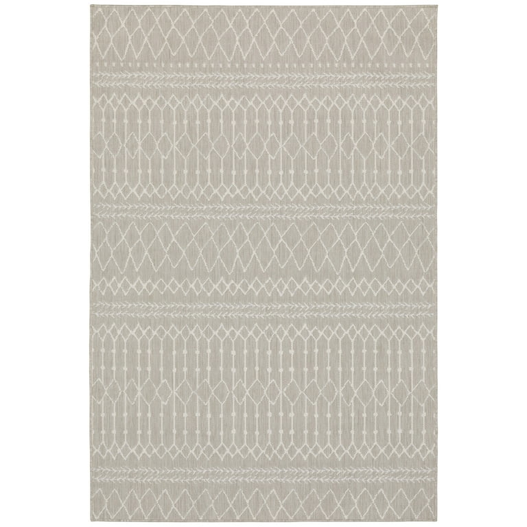 Sphinx Portofino Area Rug 670H4 Outdoor Grey Rows Banded 6' 7" x 9