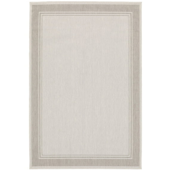 Oriental Weavers Portofino Area Rug 6765W Outdoor Ivory Flat Bordered 6' 7" x 9' 2" Rectangle