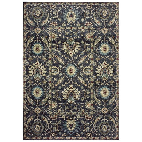 Sphinx Raleigh Area Rug 022K5 Navy Banded Rows 3' 10" x 5' 5" Rectangle