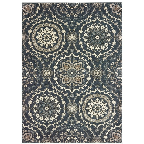 Sphinx Richmond Area Rug 008E3 Navy Floral Petals 3' 10" x 5' 5" Rectangle