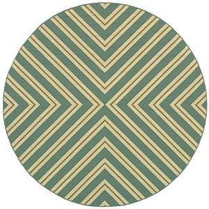 Sphinx Riviera Indoor/Outdoor Area Rug 4589A Outdoor Blue Lines Chevron 7' 10" x 7' 10" Round