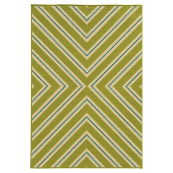Sphinx Riviera Indoor/Outdoor Area Rug 4589M Patio Green Angled Chevron 1' 9" x 3' 9" Rectangle
