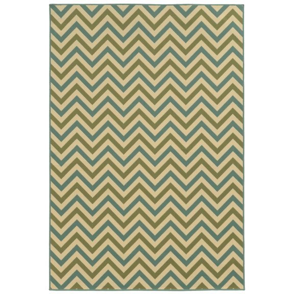Sphinx Riviera Indoor/Outdoor Area Rug 4593U Patio Ivory Lines Zig-Zag 2' 3" x 7' 6" Rectangle