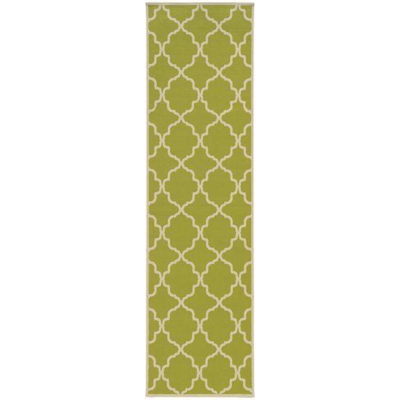 Sphinx Riviera Indoor/Outdoor Area Rug 4770M Patio Green Lines Trellis 2' 3" x 7' 6" Rectangle