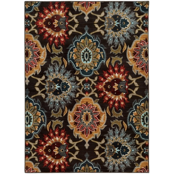 Sphinx Sedona Area Rug 6369D Charcoal Curves Leaves 2' 3" x 7' 6" Rectangle