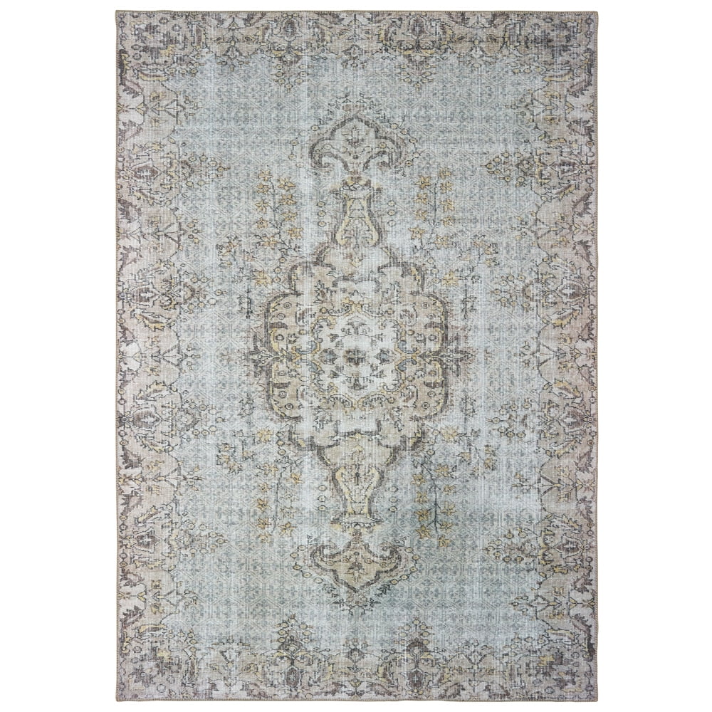 Sofia Gray and Gold Hand-Knotted Rectangular Area Rug