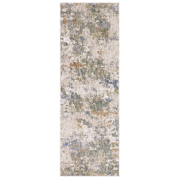 Oriental Weavers Soho Machine Woven Area Rug - SOH03 - 2'7" x 7'7" - in Beige/ Multi - Contemporary Style Hallway, Entryway, Kitchen, Bathroom Rug