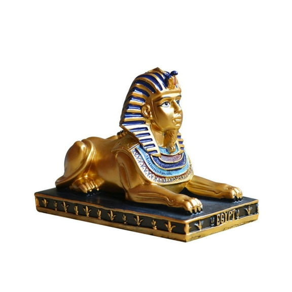 Sphinx Statue Figurine Resin Craft Enhancing Cultural Decors Golden and Black