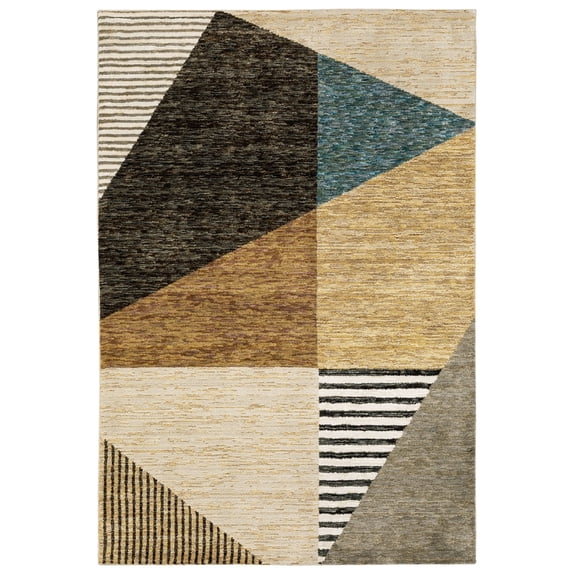 Oriental Weavers Strada Area Rug STR10 Gold Angular Boxed 5' 3" x 7' 3" Rectangle