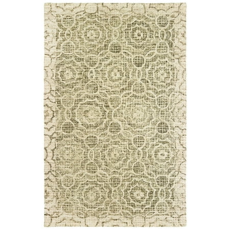 Oriental Weavers Tallavera Area Rug 55606 Green Rings Petals 2' 6" x 8' Rectangle