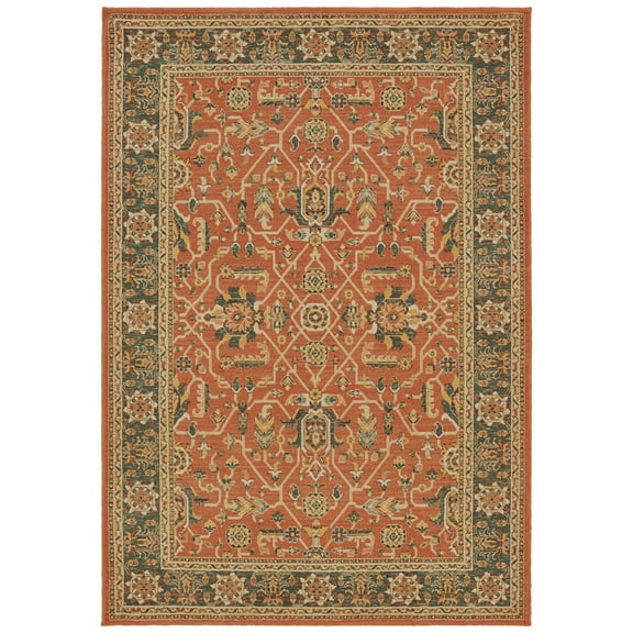 Sphinx Toscana Area Rug 9537C Orange Vines Petals 9' 10" x 12' 10" Rectangle