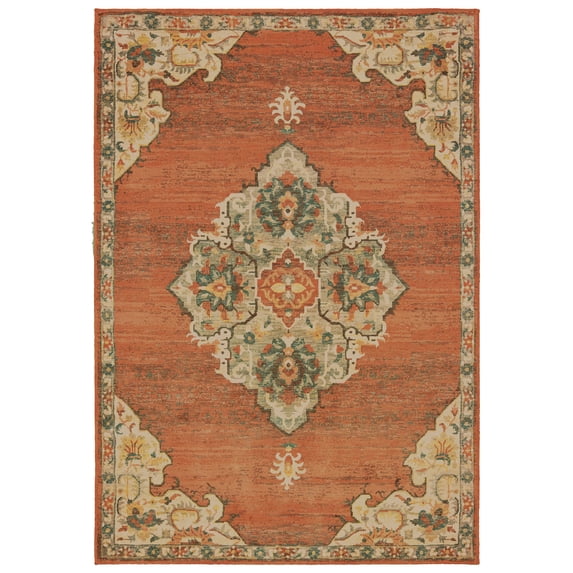Sphinx Toscana Area Rug 9568B Orange Medallion Garland 5' 3" x 7' 6" Rectangle