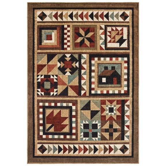 Oriental Weavers Woodlands Area Rug 9596A Brown Home Blocks 1' 10" x 3' Rectangle