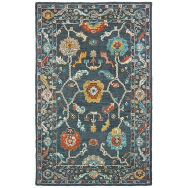Oriental Weavers Zahra Area Rug 75501 Blue Vines Bulbs 5' x 8' Rectangle