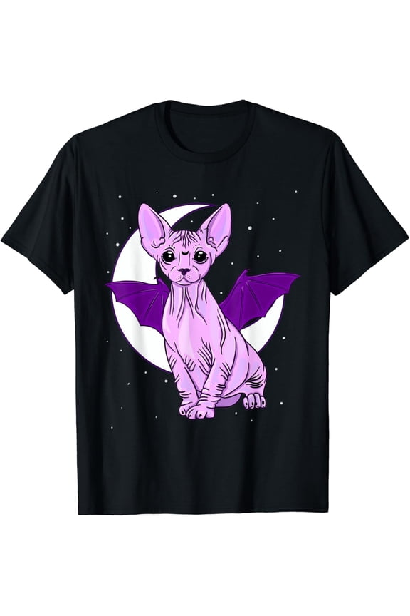 Sphynx Cat Bat Cute Pastel Goth Creepy Gothic Witchy Kitten T Shirt