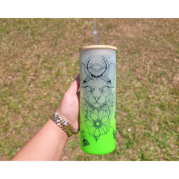 Sphynx Cat Can Glass | Boho Fallen Angel Coffee Glass 24 oz