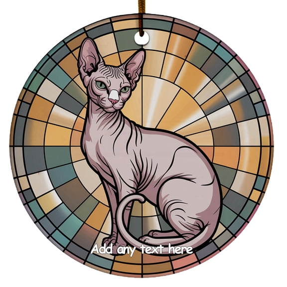 Sphynx Cat Ceramic Ornament Custom Text Ornament for Boy or Girl Who Loves Sphynx Cat, Christmas 2025 Keepsake, Best Gifts for Pet Lovers