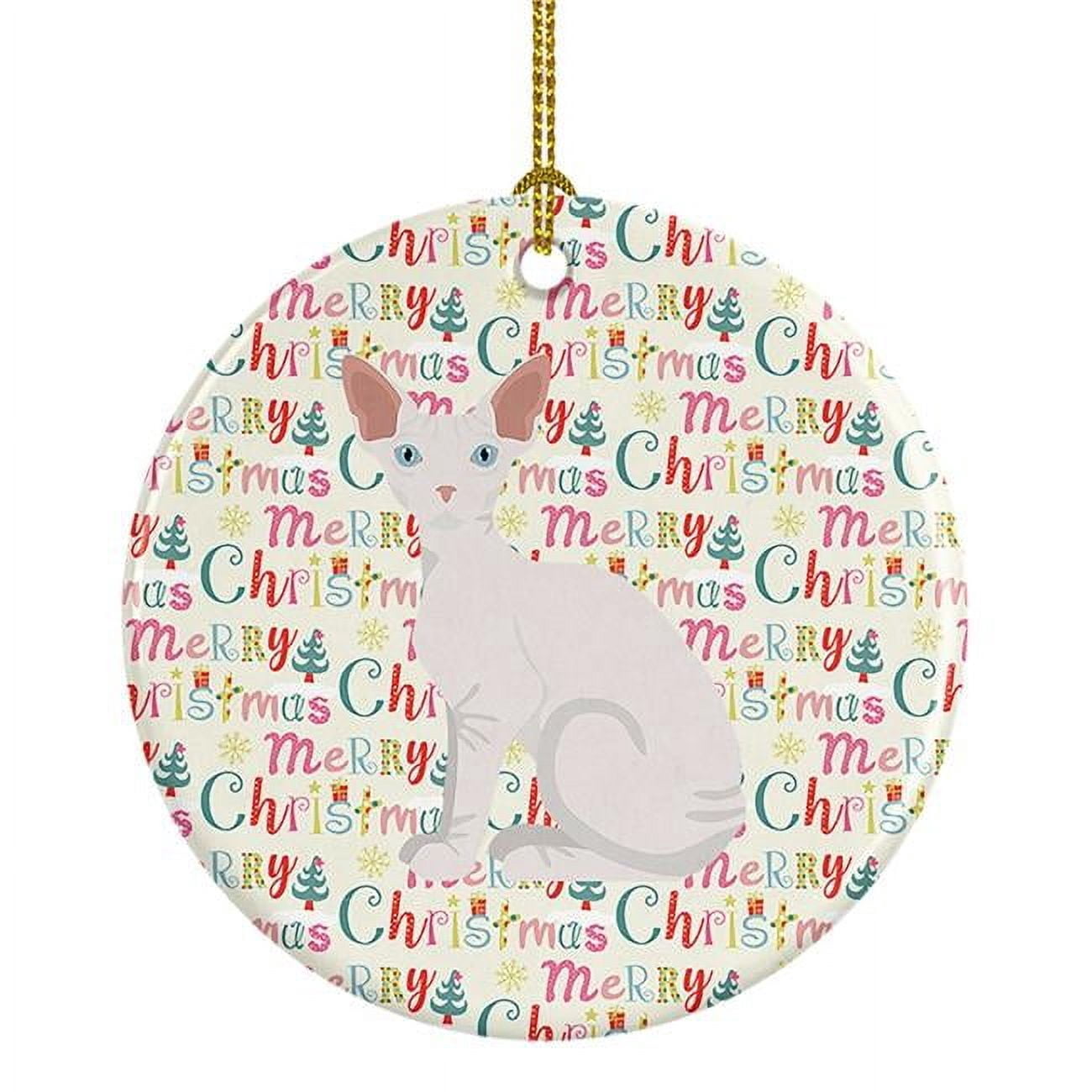 Sphynx Cat Christmas Ceramic Ornament 2.8 in x 2.8 in