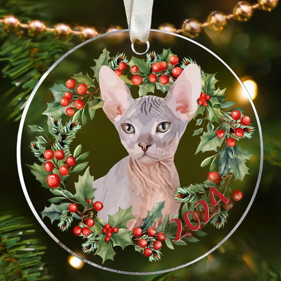 Sphynx Cat Christmas Ornament - Cat Lover Gifts for Women, Men - Acrylic Christmas Ornament 2025