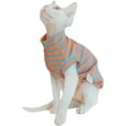 thumbnail image 1 of Sphynx Cat Clothes Striped Cat T-Shirt Stretchy Cat Sweater Apparel,M,Orange, 1 of 6