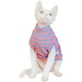 thumbnail image 1 of Sphynx Cat Clothes Striped Cat T-Shirt Stretchy Cat Sweater Apparel,S,Pink, 1 of 6