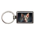 thumbnail image 1 of Sphynx Cat Illustration Metal Rectangle Keychain, 1 of 7