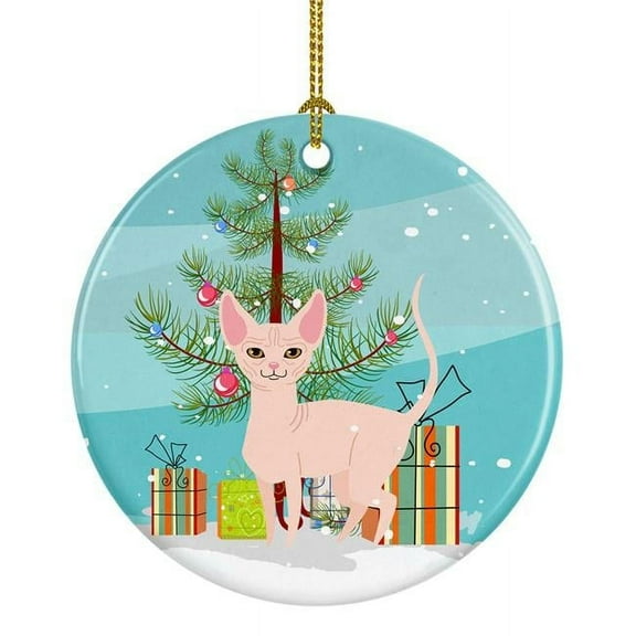 Sphynx Cat Merry Christmas Tree Ceramic Ornament