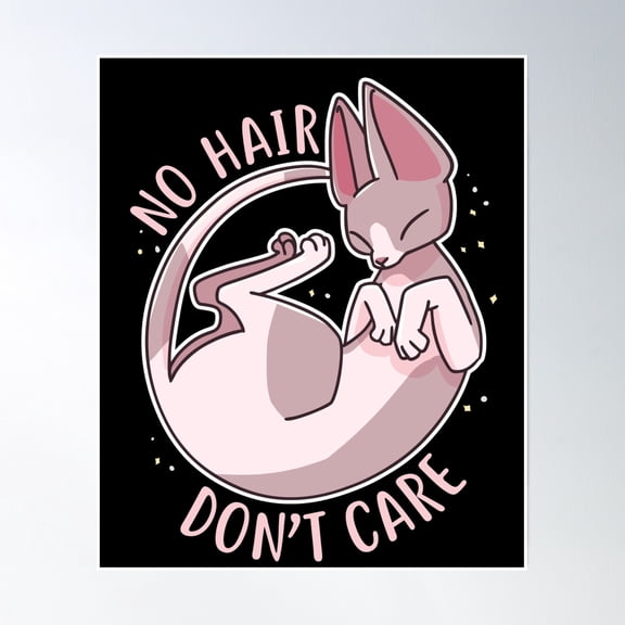 Sphynx Cat No Hair Don'T Care Poster Wall Art, Modern Wall Decor, 24x36 UNFRAMED