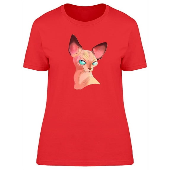 Sphynx Cat Portrait Doodle T-Shirt Women -Image by Shutterstock, Female x-Large