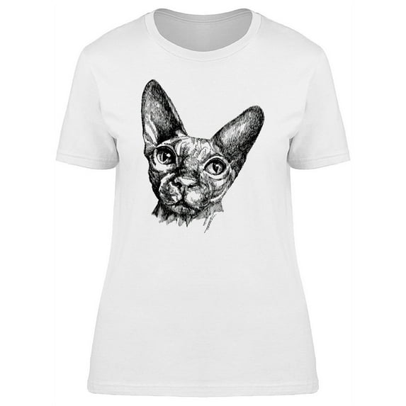 Sphynx Cat Shiny Eyes T-Shirt Women -Image by Shutterstock, Female Large