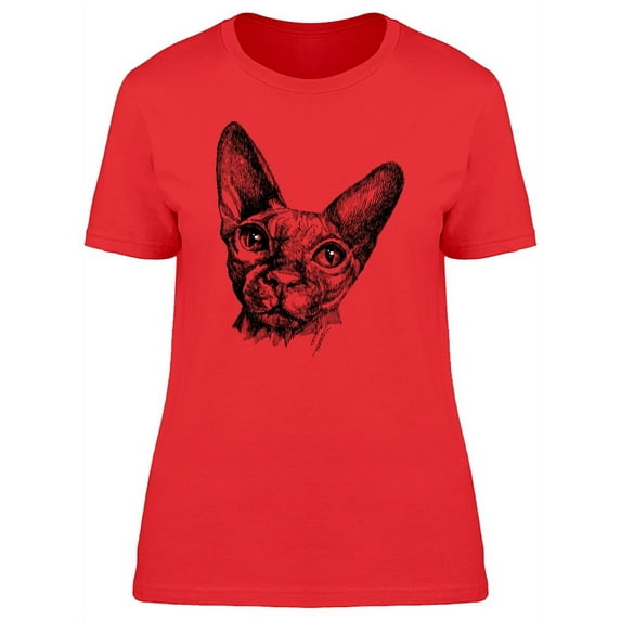 Sphynx Cat Shiny Eyes T-Shirt Women -Image by Shutterstock, Female Medium