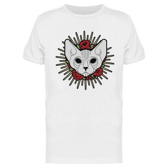 Sphynx Cat With Red Roses T-Shirt Men -Image by Shutterstock, Male Medium