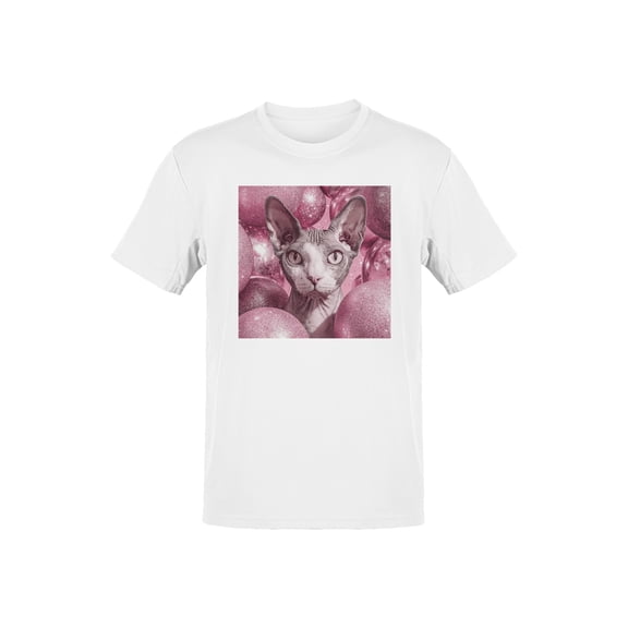 Sphynx Cat with Pink Glitter Spheres Men's T-shirt