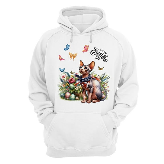 Sphynx Celebrates Spring and Enjoys a Happy Easter Hoodie Unisex Merch Hoodies Cat Lover Kitten Owner Gifts Idea - 02001