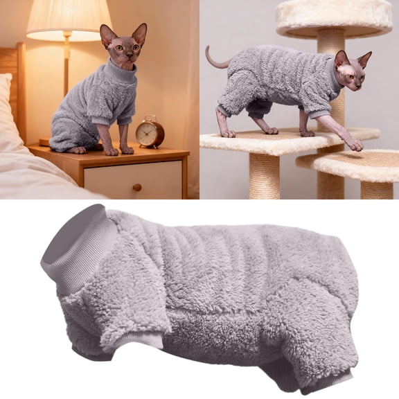 Sphynx Hairless Cat Sweater Cozy Warmth For Felines Small Dogs Soft Four Legged Jacket With Ribbed Indoor Outdoor Pet Clothes