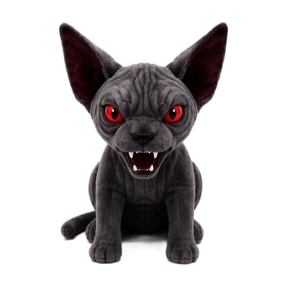 Sphynx Hairless Stuffed Cat Plush Black Cat Plush Spooky Goth Halloween Decor Soft Plush Toys for Cat Lovers