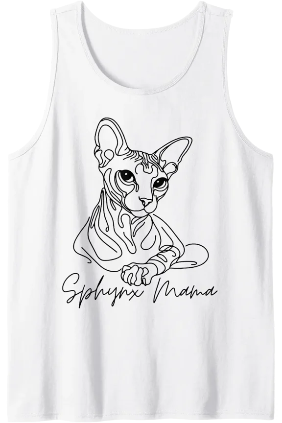 Sphynx Mama Sphynx Mom Cute Line Art Cat Mom Artistic Tank Top Size S-3XL