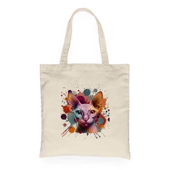Sphynx Portrait Watercolor Vintage Retro Styles Canvas Tote Bag Cat Lover Kitten Owner Gifts Idea Reusable Shopping Grocery Bag - 00001