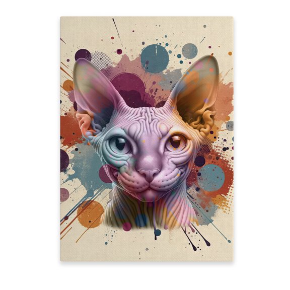 Sphynx Portrait Watercolor Vintage Retro Styles Vertical Matte Canvas Poster Cat Lover Kitten Owner Gifts Idea Wall Art Home Decor - 00001